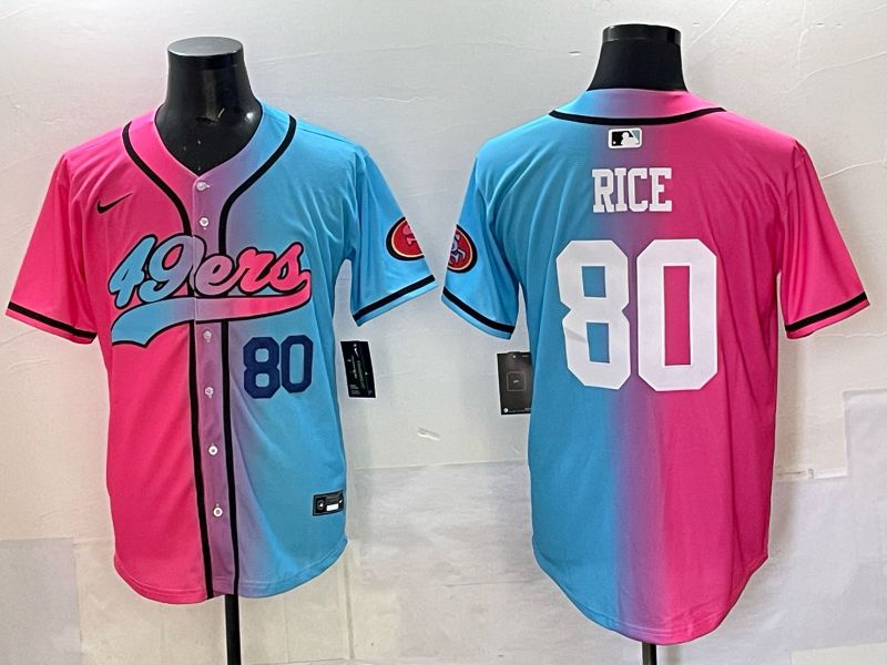 Men 2025 San Francisco 49ers #80 Rice Pink Blue Nike Limited NFL Jersey 04->san francisco 49ers->NFL Jersey